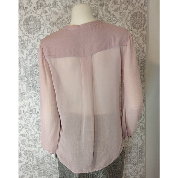 Diane Von Furstenburg Clay Pink Silk Flutter sleeve Pleated Blouse 8 - Picture 5 of 9
